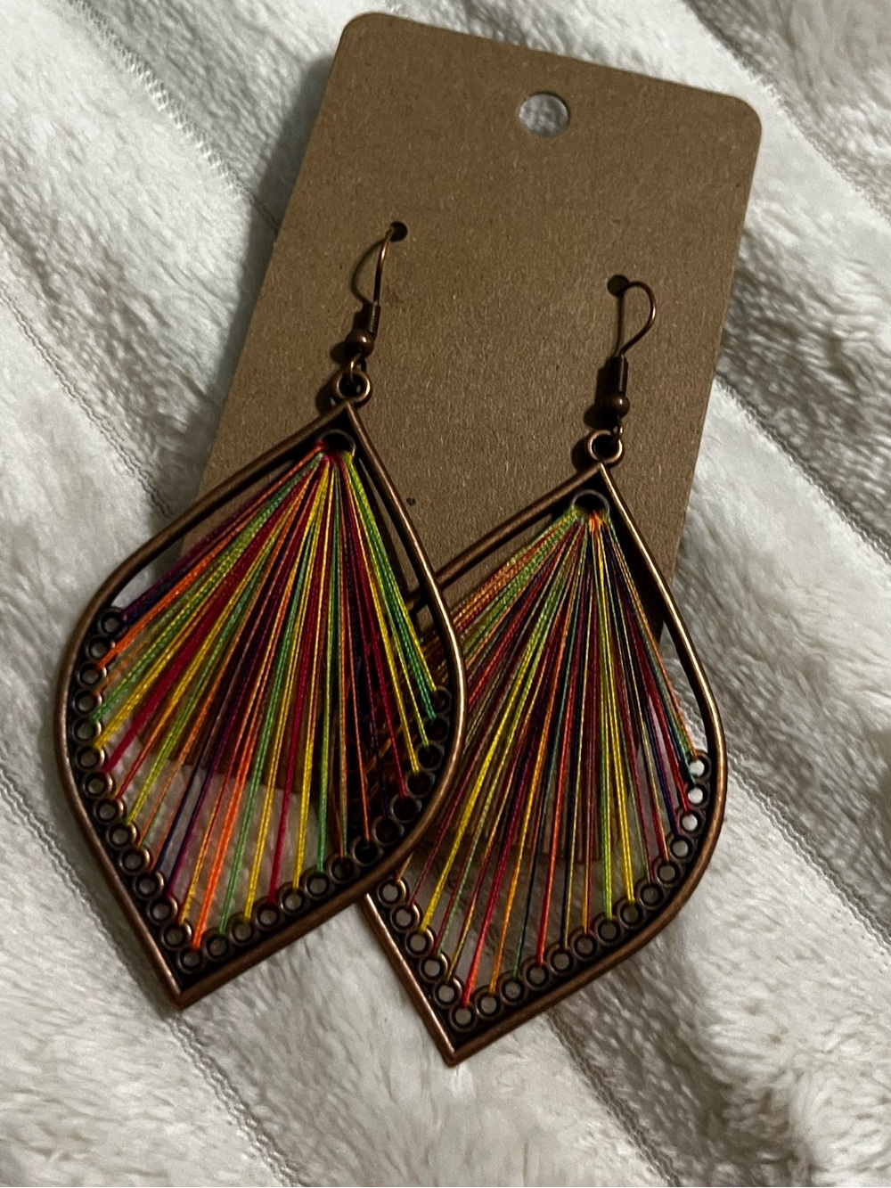 Multicolor Threaded Teardrop Drop Earrings - Women Accessories